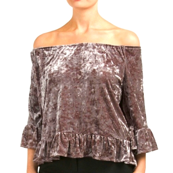 Anthropologie Sanctuary Julia Crushed Velvet Top Bell/Flare Sleeves Pink - Picture 12 of 13